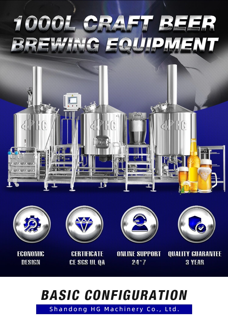 1000L Micro Beer Plant Winery Equipment Beer Brewery Turnkey Brewery Systembrewing Beer Equipment